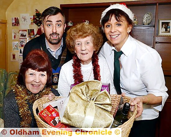 NOT alone anymore:(from left) Marilyn Muir, Matthew Sykes (Saddleworth Round Table chairman), Rena Edwards and Gill Morris (Paul’s Quality Meats, Uppermill)