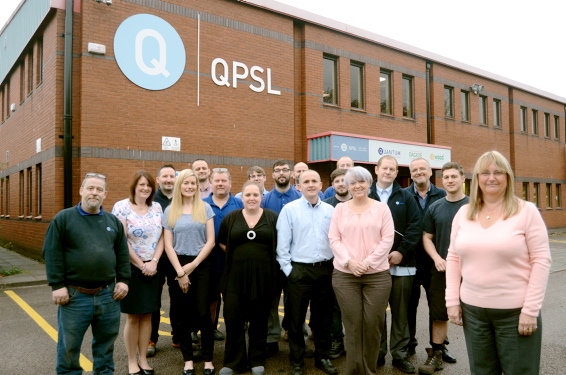 Elaine Cook (front right) with colleagues at Quantum Profile Systems Ltd, Salmon Field