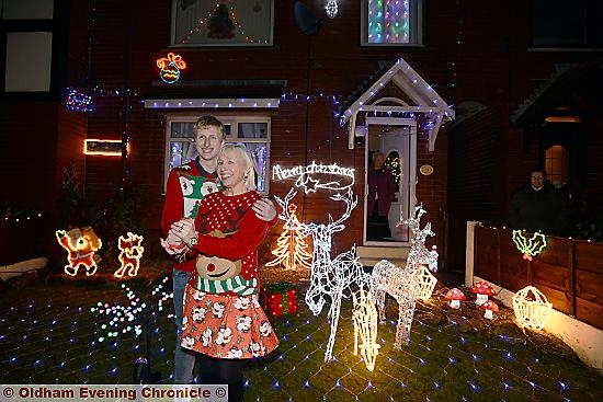 Josh and his mum Jennifer switch on the Christmas lights at their Moorside home Josh and his mum Jennifer switch on the Christmas lights at their Moorside home