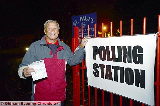 EARLY VOTER: Kenneth Dean at Downey House, Royton EARLY VOTER: Kenneth Dean at Downey House, Royton