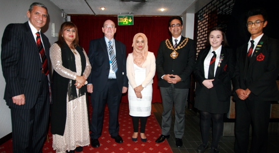 GUEST of honour Dr Tasleema Begum (centre) with (from the left) Radclyffe head teacher Hardial Hayer, Mayoress Councillor Yasmin Toor, chair of governors Jim Greenwood, Mayor of Oldham Councillor Ateeque ur-Rehman, head girl Leah Metcalfe and head boy Mohsin Khan GUEST of honour Dr Tasleema Begum (centre) with (from the left) Radclyffe head teacher Hardial Hayer, Mayoress Councillor Yasmin Toor, chair of governors Jim Greenwood, Mayor of Oldham Councillor Ateeque ur-Rehman, head girl Leah Metcalfe and head boy Mohsin Khan