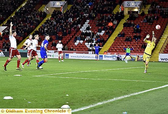 BIG CHANCE . . . Jake Cassidy watches as his header bounces up off the turf and flies over the crossbar.
BIG CHANCE . . . Jake Cassidy watches as his header bounces up off the turf and flies over the crossbar.