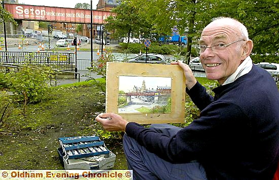 Artist David Ford painted a watercolour of Mumps bridge, days before its removal Artist David Ford painted a watercolour of Mumps bridge, days before its removal