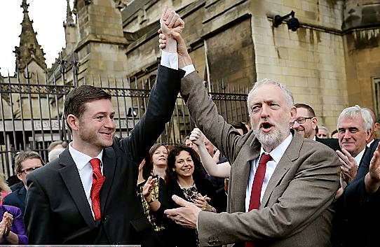 Labour leader Jeremy Corbyn (right) welcomes newly elected Oldham West and Royton MP, Jim McMahon to the House of Commons Labour leader Jeremy Corbyn (right) welcomes newly elected Oldham West and Royton MP, Jim McMahon to the House of Commons