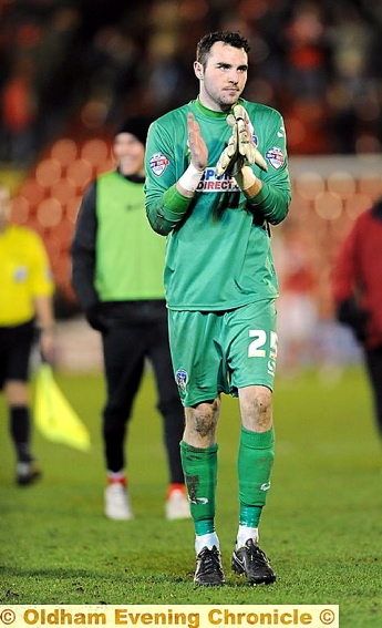 JAKE KEAN . . . vital saves against Swindon in midweek.