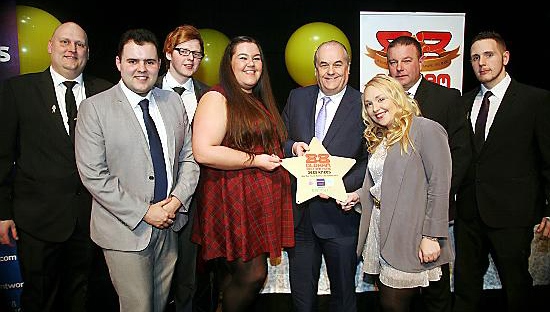 PIPPED at the post . . .Keyah Hughes (third from right), general manager of Bees Knees, accepts the Overall BBN Runner-Up award from John Kirraine (fourth from right), national account manager for Britvic Soft Drinks