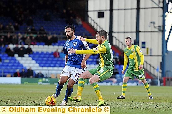 CLOSE: Jacob Mellis (left) nearly levelled for Athletic in the second half.