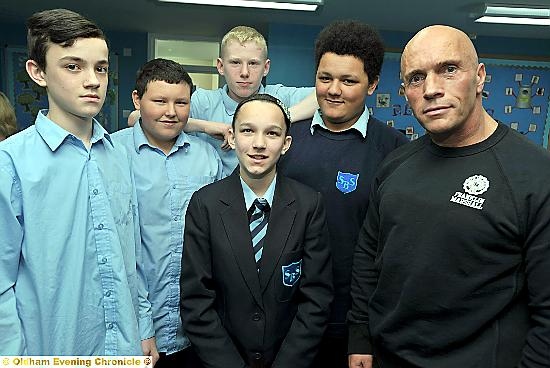 Former London gang member Paul Hannaford gives talk to pupils at Springbrook School.