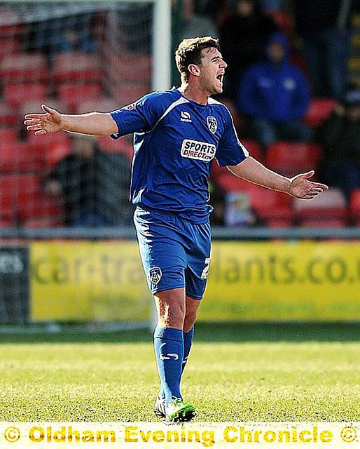 SHOUT ABOUT IT: Anthony Gerrard was a vocal leader during his first game on loan for Athletic on Saturday. 