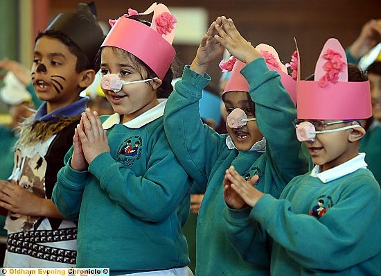 FANCY dress time for Glodwick Infant and Nursery School. From left, Hamza Faizal, Simran Hussain, Mehak Mahmood and Kaleem Raja