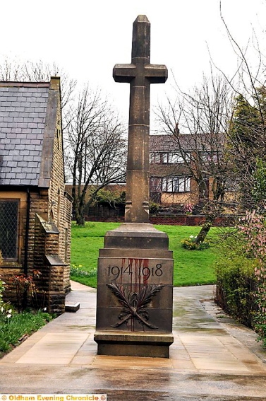 Desecrated... war memorial at St Mark’s Church, Heyside.
