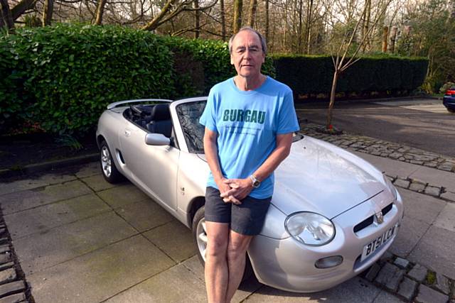 OFF into the sunset . . . Martyn and his beloved MG-F — his ninth MG