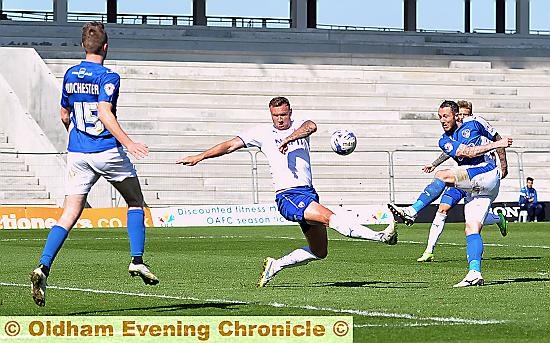 athletic’s front man Rhys Murphy attempts to break the deadlock