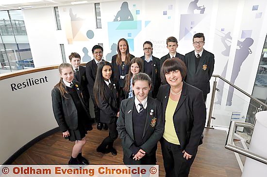 Head teacher Joy Clark with pupils