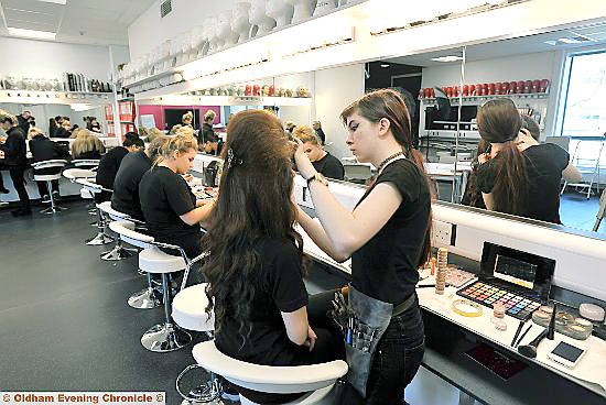 Students at work in the new “media make-up” centre. 