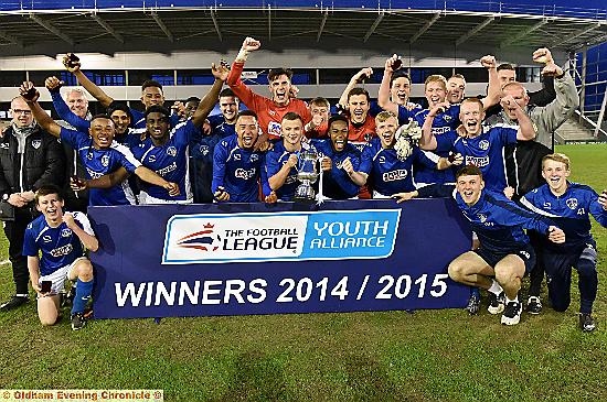 WE DID IT: Athletic’s under-18s are cock-a-hoop after their 4-0 victory in the Football League Youth Alliance Cup final. 