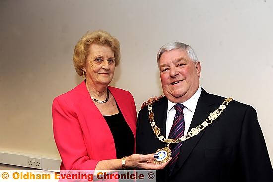 Former Parish Council Chairman Councillor Enid Firth and Chairman Neil Allsopp.