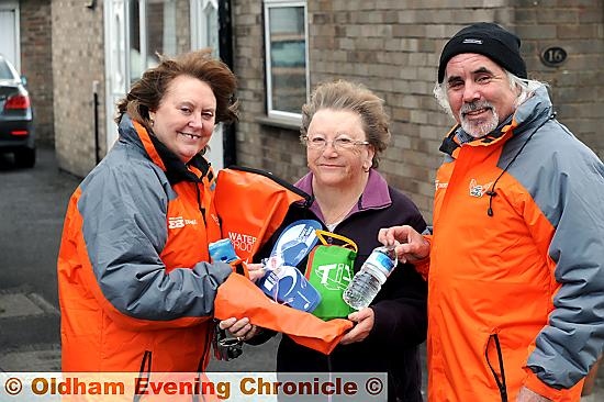 FROM me to you: Ellen Crossley (centre) with Rev Jean Hurlston and Chris Molden