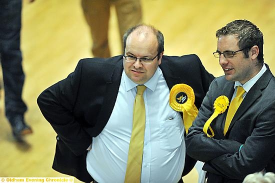 POOR show . . . Richard Marbrow (left) came fourth for the Lib-Dems in Oldham East and Saddle-worth. 