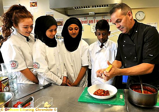 Simon with pupils (l-r) Katherine Birnie, Arub Hamma, Ayesha Sajid and Milad Sarwar.