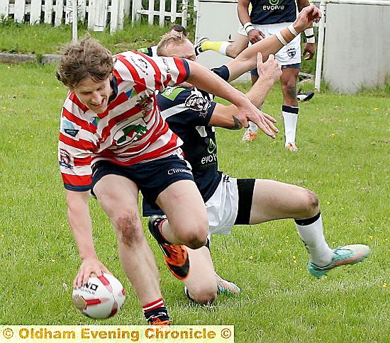 SMILING assassin: Gareth Owen touches down in the 64-0 romp at home to Oxford.