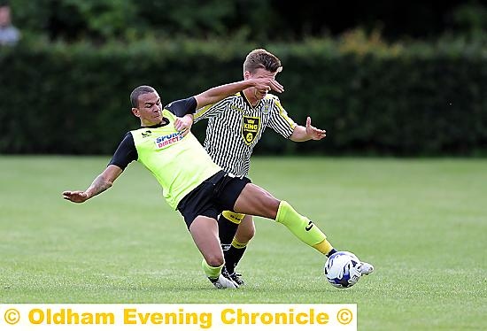 CONNOR Brown wins the ball in last night’s match against St Mirren.