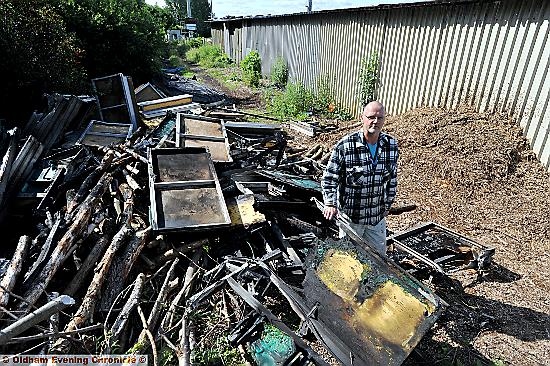 DESTROYED . . .
vandals torched seats behind the stand at the Whitebank Stadium