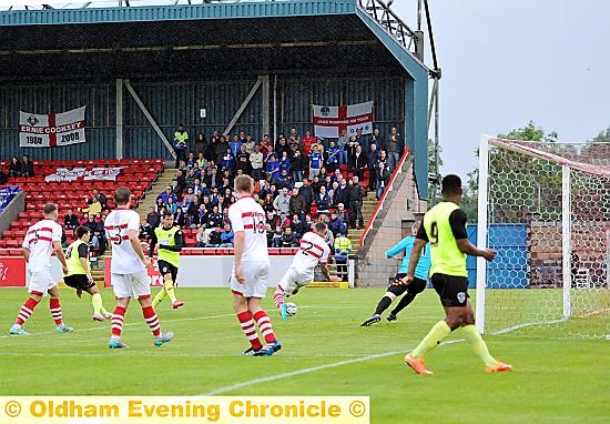 Trialist Alen Ploj adds goal number four against part-timers Stirling Albion. 