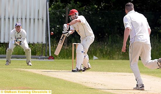 CAUGHT AT SLIP: Heyside’s Shadley van Schalkwyk edges a Michael Harling delivery and is caught