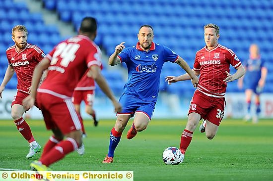 THE EYES HAVE IT . . . Lee Croft is fully focused during an Athletic attack.