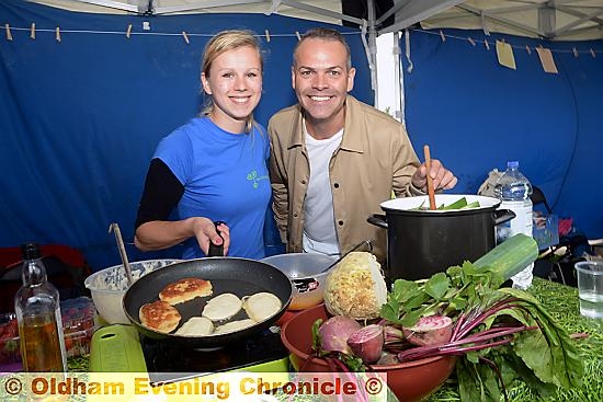 COOKING up a treat... Marta Krol and MasterChef winner Simon Wood get to work COOKING up a treat... Marta Krol and MasterChef winner Simon Wood get to work
