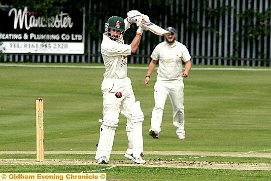 STANDING TALL . . . Crompton professional Josh Tolley gets on his toes during his knock of 65 for Crompton against Heyside. STANDING TALL . . . Crompton professional Josh Tolley gets on his toes during his knock of 65 for Crompton against Heyside.