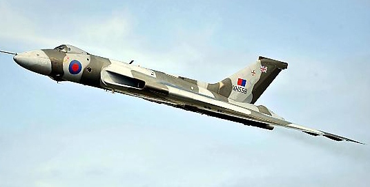 THE Avro Vulcan: built in Chadderton, due to fly for the last time.
