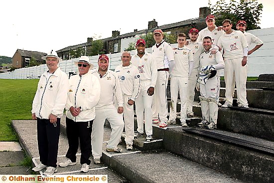 STEPPING OUT . . . players from Crompton Cricket Club’s first team get ready to follow the umpires on to the field for the final round of matches in the history of the CLL.
STEPPING OUT . . . players from Crompton Cricket Club’s first team get ready to follow the umpires on to the field for the final round of matches in the history of the CLL.