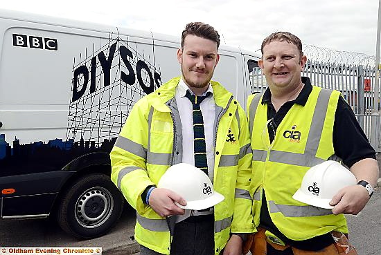 Mark Perry, a director of security firm CIA2000, left, with salesman Nigel Plumb as the crew films in Newton Heath for the show.