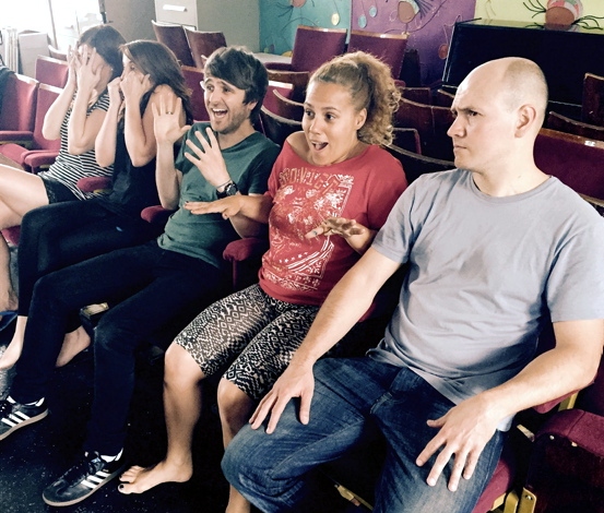 SHOW time . . . from left Stacy Bell, Emily Wood, Dan Jones, Juliana Landim and Eraldo Marques try out their new seats SHOW time . . . from left Stacy Bell, Emily Wood, Dan Jones, Juliana Landim and Eraldo Marques try out their new seats