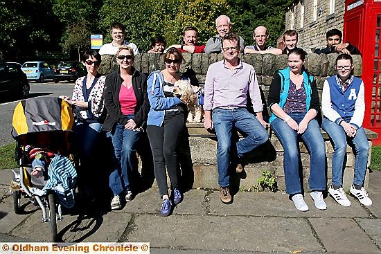 EN-ROUTE . . . Peter Davys (front, centre) with FSB members and friends at the Diggle Hotel