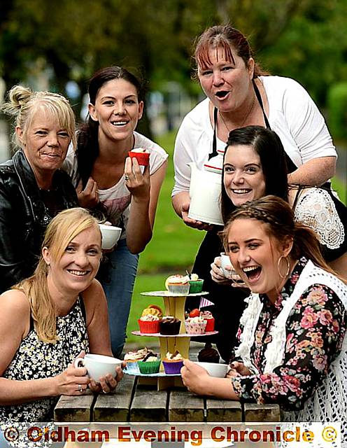 ANYONE for cake . . . at the Britannia Tavern in Hollins (from left) Cheri Grimes, Pamela Hardman, Laura Green, April Grimes, Naomi Lindley and Kimberley Ward