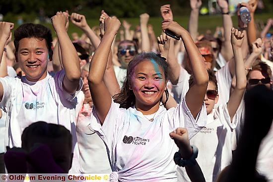 ON your marks . . . participants warm up with a bit of zumba before their run