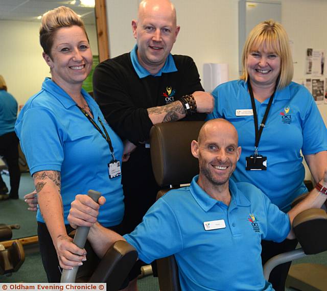 THE OCL team, back, from left, Jo Parry, Jason Bailey, Jackie Hanley. Seated, Patrick Wolstenholme. Not on photograph, Stuart Cheetham