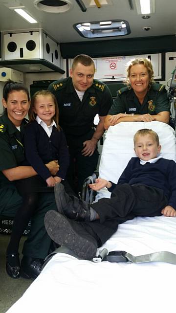 HELLO again . . . (from left) Helen Birkhead, Megan Smethurst, Blake Regan, Sharon Taylor and Oliver Smethurst