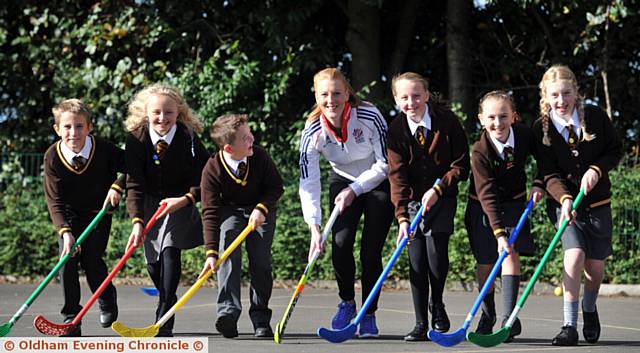 JOLLY hockey sticks . . . (from left) Billy Swindell, Demi O'Regan, Kavanagh Warner, Nicola White, Rosie Prince, Hannah Bailey and Erin Firby