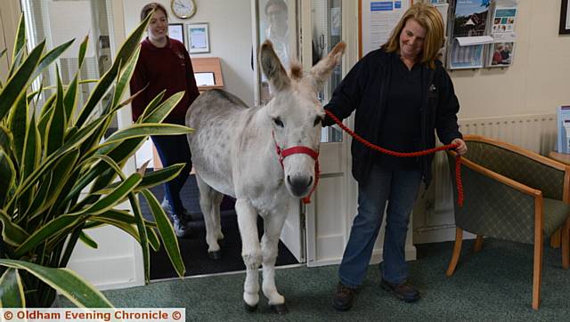 SPECIAL visitor . . . Rusty arrives at the home