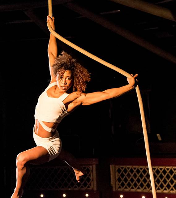 DAZZLING aerial silk performers who will be suspended from a crane