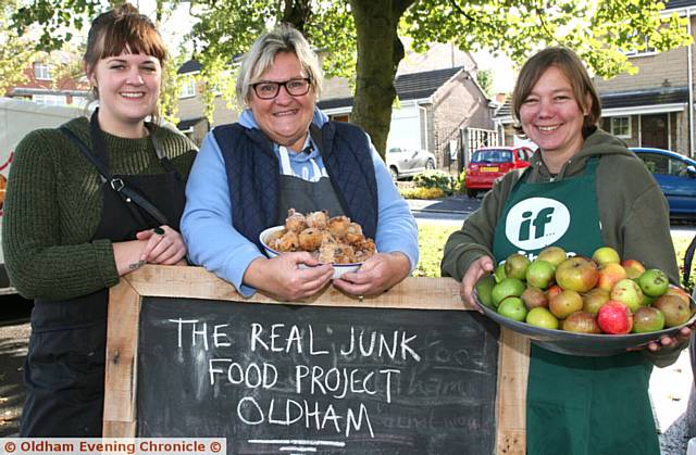 HELPING out . . . 

Angie Rackham, Silvie Rackham and Nikki Davies at the Saddleworth Food and Drink Festival