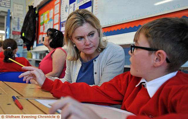 EDUCATION Secretary Justine Greening at Oasis Academy Limeside yesterday 