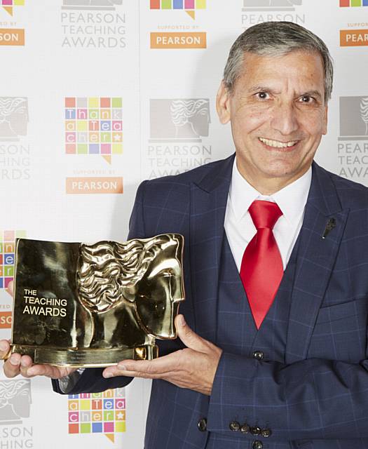 TOP MARKS . . . Hardial Hayer, from Radclyffe School, won Headteacher of the Year TOP MARKS . . . Hardial Hayer, from Radclyffe School, won Headteacher of the Year