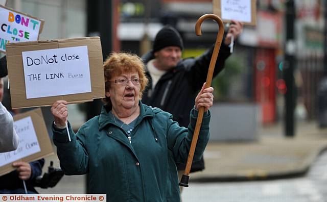 Protest by Link Centre users about its possible closure. PIC shows Pat Knaggs (one of the longest members of Oldham Disability Arts).