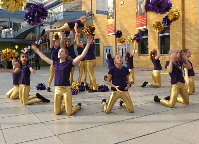 CHEERLEADERS perform at Radclyffe School's celebration evening