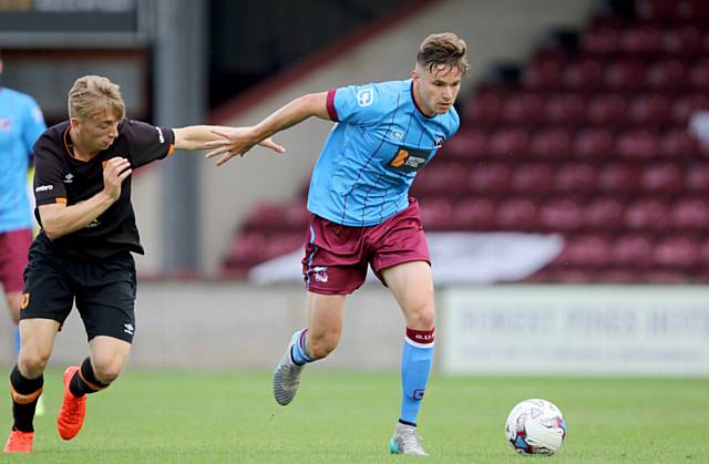 GOAL-LINE SAVIOUR . . . Scunthorpe United's Connor Townsend made a vital clearance against Coventry City